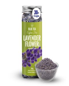 BLUE TEA - Lavender Flower Tea - 30 g - 30+ Cups / Relaxation & Stress Relief / Calming Tea / Caffeine Free - Herbal Tea - Flower Based - Natural - Non-Bitter / Reusable Pet Jar