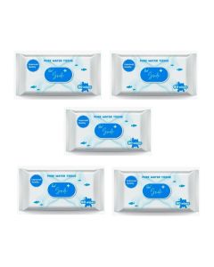 SmilePlus Pure Water Tissues 80's Pack of 5