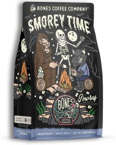 Bones Coffee Company S'morey Time Flavored Coffee - S'mores and Graham Crackers, Medium Roast Whole Bean, 12 Oz