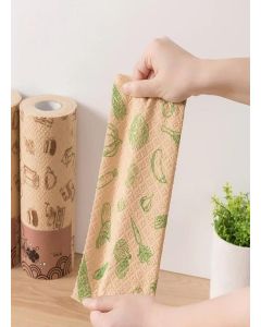 Reusable Bamboo Cleaning Paper Towel Roll (50 Sheets) Soft & Highly Absorbent Washable Up to 100 Times Eco-Friendly Kitchen Wipes Alternative to Paper Towels, Napkins, Dishcloths (Brown, Pack Of 1)