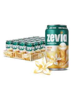 Zevia Zero Sugar Soda Cream Soda 12 oz Cans 24Pack Naturally Sweetened NonGMO Project Verified GlutenFree Vegan