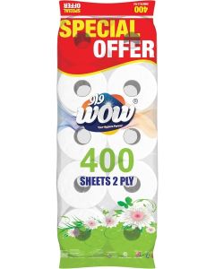 WOW Toilet Roll 400 x 2 ply - 8 + 2 Rolls Free