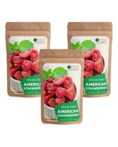 200gm Whole Dried American strawberries Exotic Dry Fruit Vitamins E K and C Rich Pack of 3