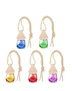 Car Perfume Bottle Diffuser,5 Pieces 8ml Car Perfume Glass Bottle Refillable Car Perfume Bottle Empty Air Freshener Car Hanging Perfume Bottle for Car Home Office