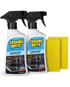 Cerama Bryte Daily Spray Cooktop and Stove Top Cleaner for Glass Pads Combo Kit Ceramic Surfaces 16 Fluid Ounces 4 Piece Set