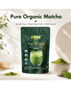 HON FOODS Organic Matcha Green Tea Powder 100g (50 Cups)-Premium Ceremonial Grade-Vibrant Green Color-Smooth Non-Bitter Taste-Rich in EGCG Antioxidants & L-theanine-Natural Weight Management, Energy & Focus-Zero Added Sugar