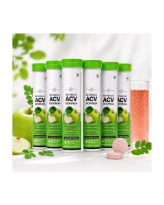 OZiva Acv Moringa/Control Cravings I Apple Cider Vinegar,Cinnamon,Guggul I No Maltodextrin & No Added Sugar I 15 Effervescent Tablets - Green Apple,Pack Of 6 (90 Tablets)
