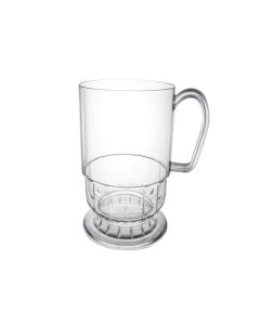 Party Essentials 8-Ounce Hard Plastic Tea Mugs/Coffee Cups with Handles, 40-Count, Deluxe Clear