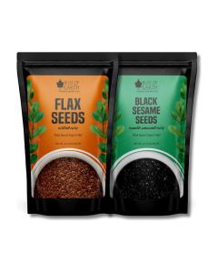 Raw Flax & Black Sesame Seeds Combo for Weight Loss, Plant-Based Seeds for Eating, Smoothies & Baking, High Protein Superfood Black Sesame & Flax Seed Fiber & Omega-3 Rich – 600g Each