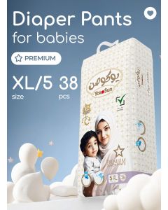 YokoSun Premium Baby Diaper Pants, Size 5 / XL (12-20 kg), 38 pcs – Ultra-Soft, Hypoallergenic Nappies, Japanese Quality for Baby Skin Care, Leakproof with 12-Hour Dryness Protection