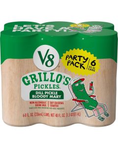 V8 Grillo's Pickles Dill Pickle Bloody Mary Mix - 6 Pack of 8 fl oz Cans
