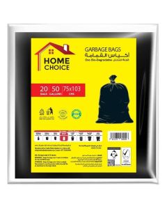 50 Gallons, Pack of 20-Pieces, Size 75x103 cm, Heavy Duty Bio-degradable Garbage Bags Flat, Bin Liners, Trash Bags