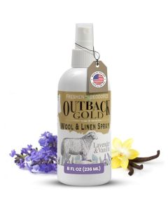 Outback Gold Linen Spray Fabric Freshener Spray Natural Bed Spray for Wool Linen Lavender Vanilla Scent Essential Oils EcoFriendly Deodorizer for Home Fabrics 8 Fl Oz