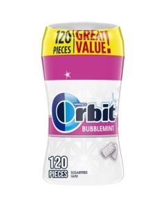 ORBIT Gum Bubblemint Sugar Free Mint Sugarless Fresh Breath Chewing Gum 120 Piece Resealable Bulk Bottle