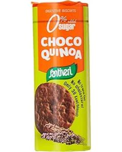 Santiveri Digestive Choco Quinoa, Healthy Wholemeal Biscuits with Dark Chocolate & Crispy Quinoa, High Fiber & No Palm Oil, 175g