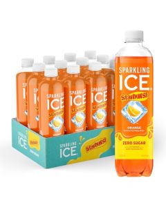 Sparkling Ice STARBURST Orange Zero Sugar Flavored Sparkling Water with Vitamins and Antioxidants Low Calorie Beverage 17 fl oz Bottles Pack of 12