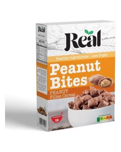Real Pillow Bites Cereal - Peanut Bites – Crunchy Peanut Butter-Filled Cereal, Less Sugar, 225g Pack – Nutritious & Delicious Snack for Anytime