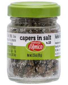 FRATELLI D'AMICO Capers in Salt, Caperi Sotto Sale, Salted, no, 10, Non Pareil, 2.5oz (70g), , Product of Italy.