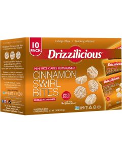 Drizzilicious Mini Rice Cakes Cinnamon Swirl - Healthy Vegan Snack, Gluten Free, 10 Pack