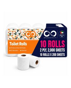 Toilet Paper 2 Ply, 10 Rolls x 200 Sheets, Longer Lasting Absorbent Toilet Roll, Premium Silky Feel Softness Bathroom Tissue, 2 Ply Tissue Thickness