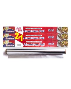Silverpot Heavy Duty Aluminium Foil Promo Pack of 3 Rolls - 45cm (37.5 sq. ft. Each) – Durable and Multi-Purpose for Cooking, Baking, Wrapping, and Storing Food