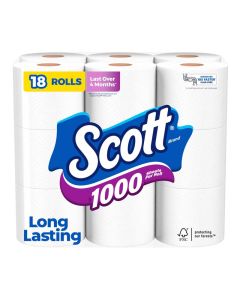 Scott 1000 Toilet Paper 18 Rolls SepticSafe 1Ply Toilet Tissue