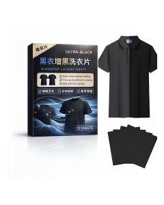 Black Laundry Color Booster Sheets – Restore & Deepen Black Clothes Color, Fabric Color Fixer for Dark Clothes, Easy Wash Sheets, 12 Sheets