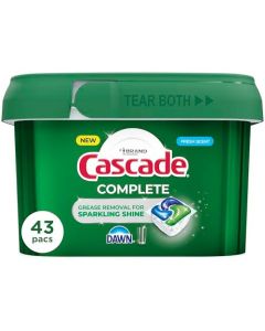 Cascade Complete Action Dishwasher Detergent Pods Fresh Scent Dishwasher Pods and Tablets Powerful Dishwashing Detergent for Spotless Dishes GreaseFighting Dish Pods and Dish Tabs 43 Count