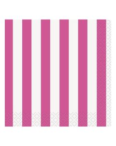 Hot Pink Striped Beverage Napkins
