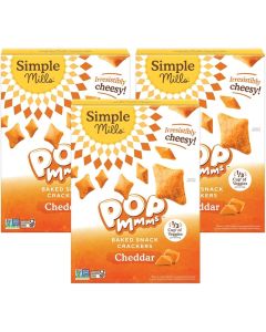 Simple Mills Pop Mmms Cheddar Baked Snack Crackers, Gluten Free, 4 Ounce (Pack of 3)