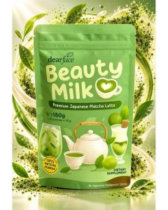Dearface Beauty Milk Premium Japanese Matcha Latte Powder, 180g (10 Sachets)