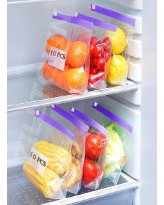 ZILLTOYIN Zipper Bag - 10 Pack / Durable, Puncture-resistant, Leakproof & Reusable Storage Bags For Meal Prep, Snacks, Travel & Kitchen Organization / Freezer Safe & Multi-purpose Use (Purple)-134