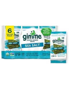 Gimme Seaweed Organic Premium Roasted Seaweed Snacks Sea Salt 6 Count Keto Vegan GlutenFree Great Source of Omega3s and Iodine Healthy OnTheGo Snack for Kids and Adults