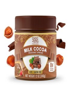 ChocZero Milk Chocolate Hazelnut Spread - No Added Sugar, Keto Friendly Low-Carb Chocolate Hazelnut Dessert & Bread Topping, Gluten Free, High Fiber, 12 oz Jar