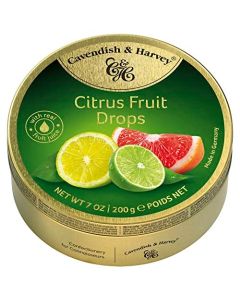 Cavendish Harvey Citrus Fruit Candy Drops 7 Ounce Tin