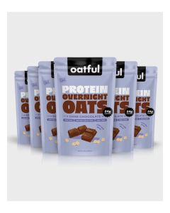 Oatful Overnight Oats – Dark Chocolate 6 Single-Serve Pouches Total 510g / 24g Protein Per Serving, Vegan, Gluten-Free, Sugar Free Healthy Breakfast or Snack
