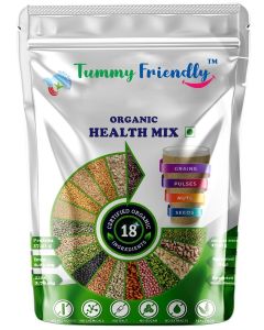 TummyFriendly Foods USDA Organic Health Mix Powder For Adults Organic / Multigrain Mix Powder For Adults and Kids / Health Mix Powder For Women and Kids with Sprouted Ragi Powder, Green Moong, Oats,