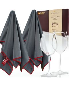 Excalibur Brothers Premium Glass Polishing Cloth 235 x 20 2 Pack Streak and Lint Free Wine Cloths Large Polishing Cloth for Glassware Wineglass Cleaner Best Gifts for Men Gray