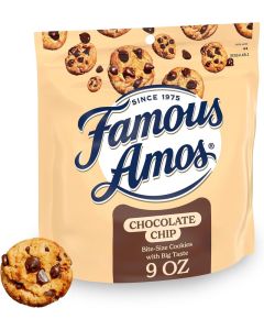 Famous Amos Chocolate Chip Cookies - Original Recipe, Bite-Size Treats with Semi-Sweet Chocolate Chips, 9 oz