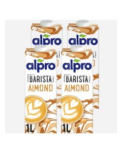 Alpro Barista Almond Drink, 100% Plant-Based, Lactose & Dairy Free - Pack of 4 each 1 Liter