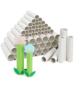 50 Pack Empty Toilet Paper Rolls for Crafts 2 Sizes Cardboard Tubes 12x6 17x75 inch Bulk White Craft Cylinders for DIY Projects Arts Classroom Activity Thick Paper Towel Cores