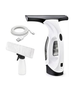 Cordless Window Vacuum Cleaner Kit with Powerful Suction, 28cm Silicone Squeegee Blade, 2200mAh Rechargeable Battery, Spray Bottle and Washable Microfiber Pad for Streak-Free Cleaning of Glass, Windows, Mirrors, Tiles, Showers and Countertops