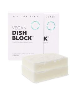 NO TOX LIFE Vegan Dish Block 6 oz A Solid Dish Soap for Effective Cleaning of Dishes Pots and Pans UltraConcentrated Biodegradable Formula Fragrance and Dye Free 2 Pack