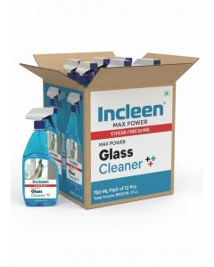 Incleen Max Power Glass Cleaner, Streak-Free Shine, 750ml Bottles, Pack of 12