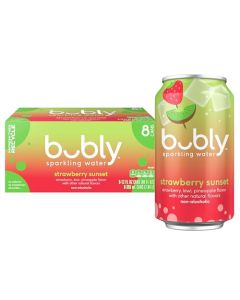 bubly Sparkling Water Strawberry Sunset Zero Sugar Zero Calories 12 Fl Oz Cans Pack of 8