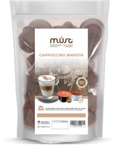MUST 40 Capsules, Coffee Capsules Self Protected in 100% Recyclable Plastic, Cappuccino Barista, Pack of 40 Capsules Compatible with Dolce Gusto Machine, Made in Italy