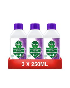 Dettol Washing Machine Cleaner 5-in-1, 250ml Lavender, Detergent Drawer & Laundry Drum Descaler, Pack of 3
