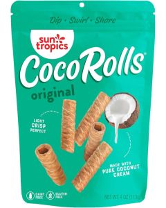 Sun Tropics CocoRolls Original - Gluten Free, Dairy Free, Snack-Crisp Rolled Wafer Made With Pure Coconut Cream, 4 oz