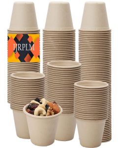 IJRPLM 100 Pack Compostable Portion Cups,Disposable Paper Cups,4 oz Food Sample Cups,Coffee Cups,Souffle Cups,Portion Cups,Biodegradable Souffle Cups