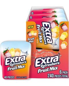 EXTRA Refreshers Fruit Mix Sugar-Free Chewing Gum - 240 Pieces in 6 Convenient Bottles
